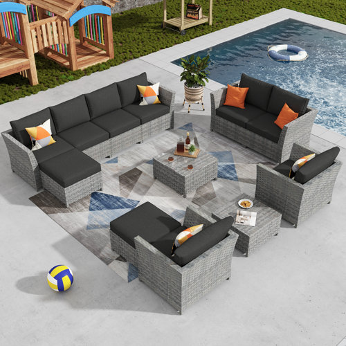 Paulsen Rattan Sectional Seating Group with Cushions